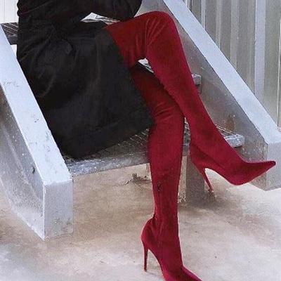 Moda 2024 Cizme de damă Cizme peste genunchi Personalitate la modă Toc stiletto Cizme elastice cu fermoar lateral