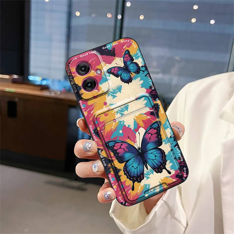 Full Wrap Soft Case Phone Case For MOTO G55 5G Fashion Design Silicone Card Slot Cover Anti-knock Durable Cute Anti-dust