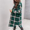 Women's Casual Long Sleeve Plaid Button Down Oversized Shirt Shacket Jacket Coat Outerwear With Pockets