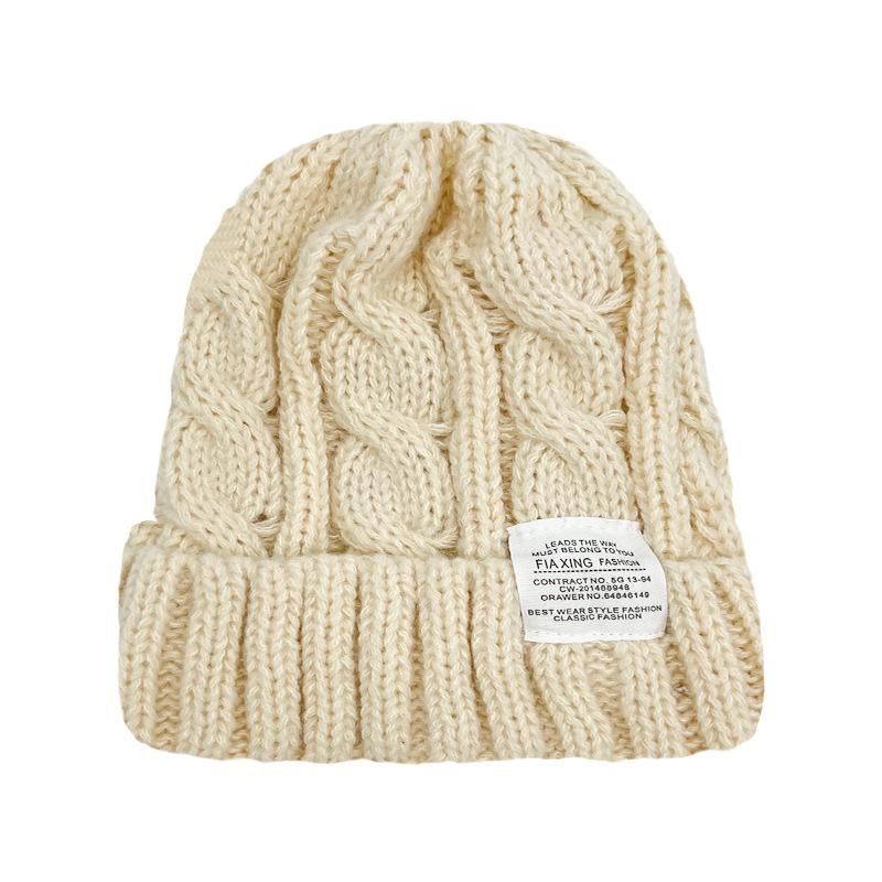 New Solid Color Twist Wool Hat Women's Winter Warm and Cold Hat Men's Versatile Jacquard Letter Knitted Hat