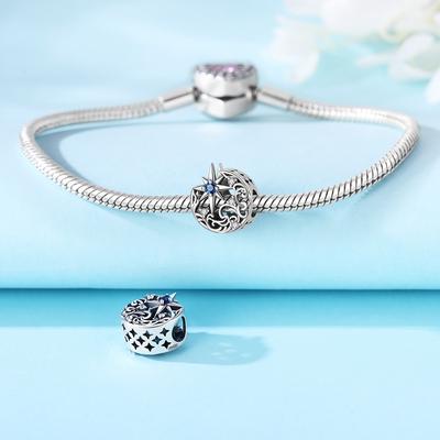 Copper Vintage Carved Moon Star Beads Fit Bracelets Decoration Diy Birthday Party Gift Jewelry Bracelets Accessory