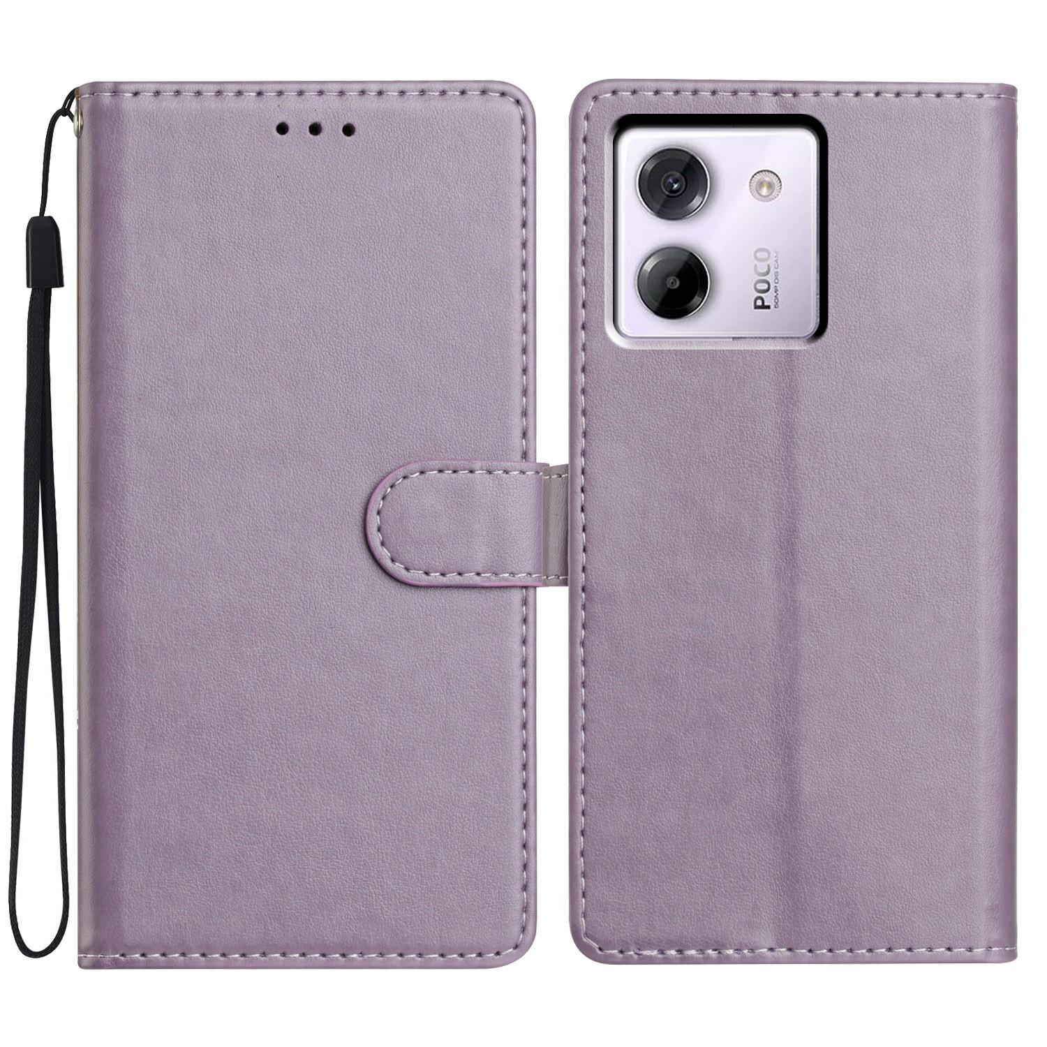 

Кожаный чехол-кошелек-подставка для телефона Xiaomi Poco M7 Pro 5G с удобным ремешком Purple
