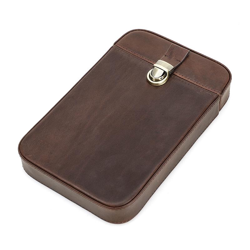 

Cowhide Leather Pen Case with Lock Buckle - Holds 6 Pens and Features Removable Drawer for Fountain Pens. Perfect for Travel and Office Use. 6 pens коричневий