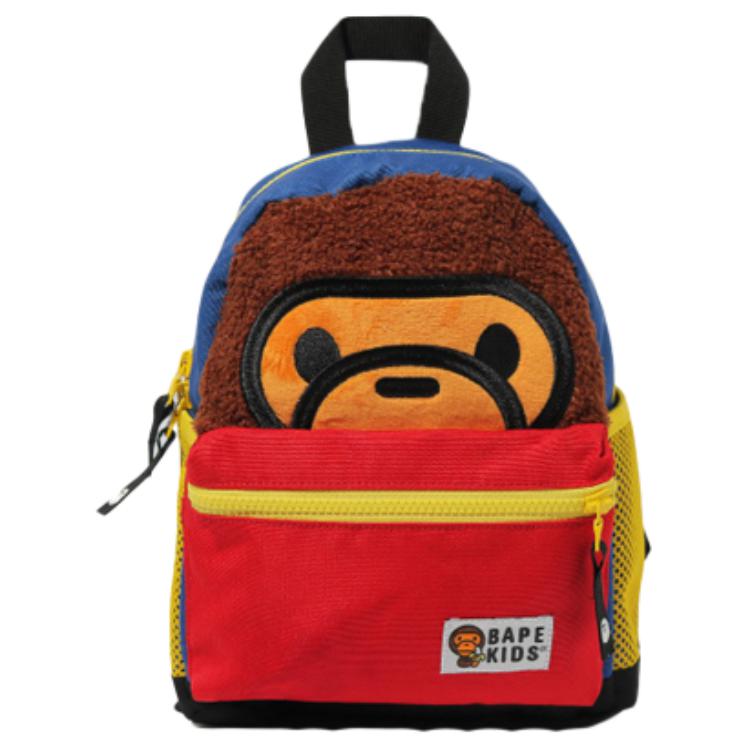 A Bathing Ape Baby Milo Cartoon Spliced Backpack Kids backpack Brown Red Yellow 002GDH803612K Coffee,One Size