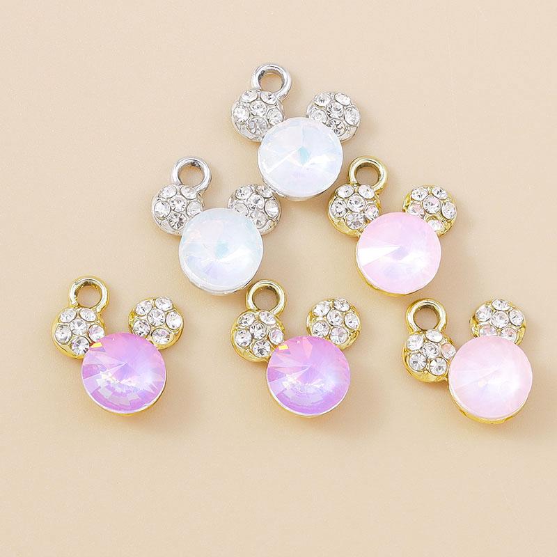 Leslie 10pcs Cute Animal CZ Crystal Bear Charms Pendants for Jewelry Making Diy Necklace Earring Bracelet Handmade Craft