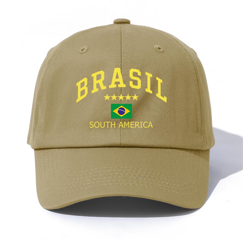 1pc BRASIL Print Baseball Cap for Adults,Minimalist Retro Style Casual Soft Adjustable Dad Hat,Perfect As Gift