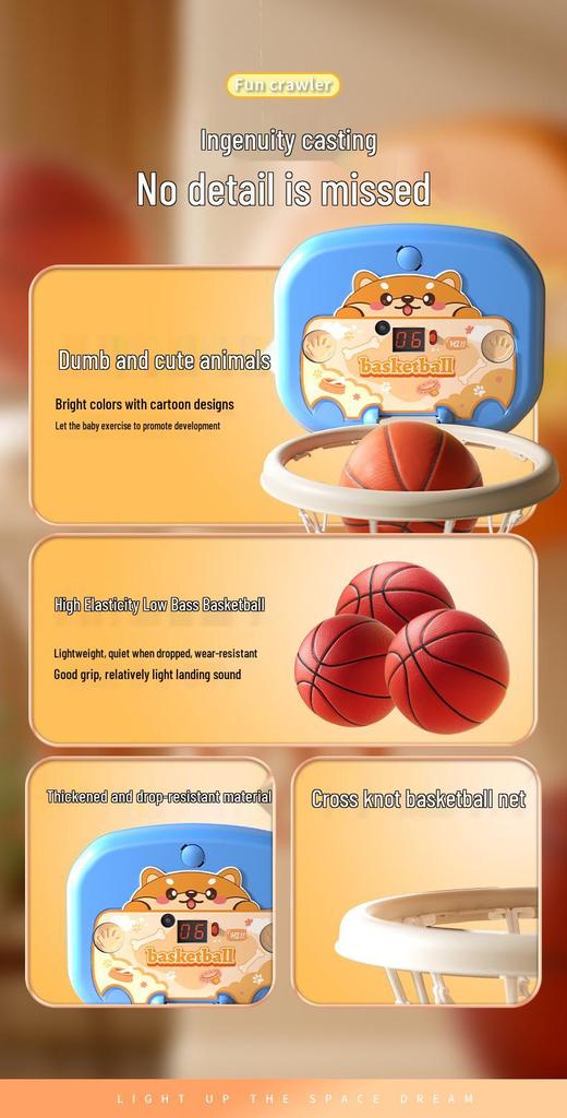 Indoor No-Drill Wall-Mounted Basketball Hoop for Kids