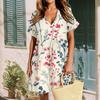 Women's Casual Fashion Dress Vintage Floral Floral Short Sleeve V-neck Dress