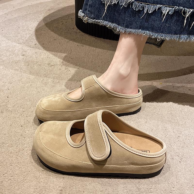 Туфли Boken Весенние Плоские Одинарные Туфли на Липучке Модные Туфли-бобы Туфли Мэри Джейн 35 абрикосовый 2574₽