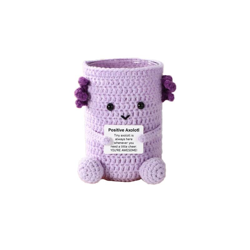 1Pc Hand Woven Plush Wool Birthday Gift Home Decor Halloween with Positive Card Pen Holder Crochet Dolls