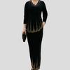 2pcs Pants Suit Spring Women's Plus-size Velvet Blouse Rhinestone Elastic Waistband High-waist Velvet Pants Two-piece Set
