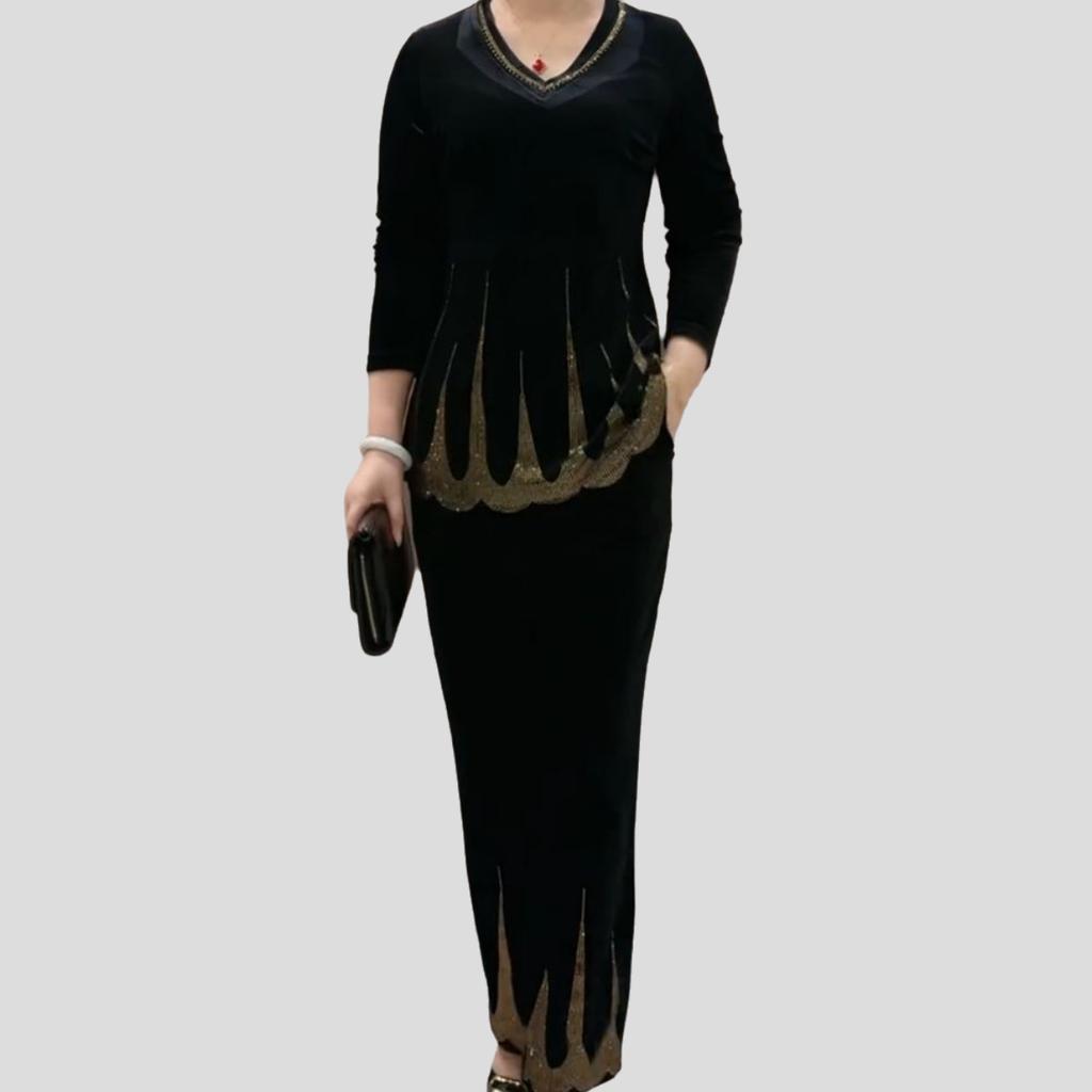 2pcs Pants Suit Spring Women's  Plus-size Velvet Blouse Rhinestone Elastic Waistband High-waist Velvet Pants Two-piece Set