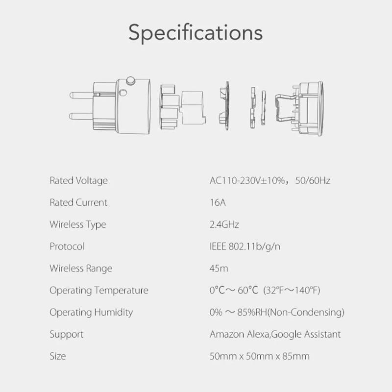 Matter Smart Power Plug Wifi 16A Power Meter Remote Control EU Outlet Works With Tuya Homekit Echo Alexa Google Home Smartlife
