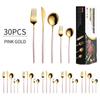 Gold Cutlery Set Stainless Steel Dinnerware Set 30Pcs Knives Forks Coffee Spoons Flatware Set Kitchen Dinner Tableware Set