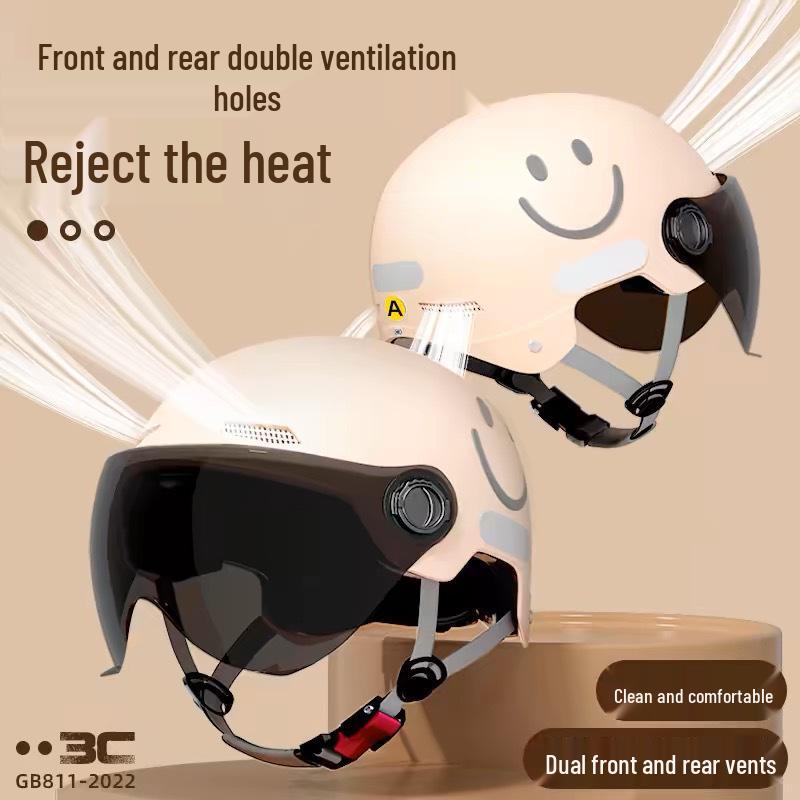 3C Certified Women's Electric Scooter Helmet, Breathable, Sun-Protection, All-Season Half Helmet for Motorcycle Riding.