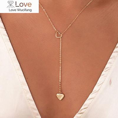 New Fashion Trendy Metal Love Heart Necklace For Women Cute Girl Luxury Zircon Crystal Heart Choker Wedding Gifts Clavicle Chain