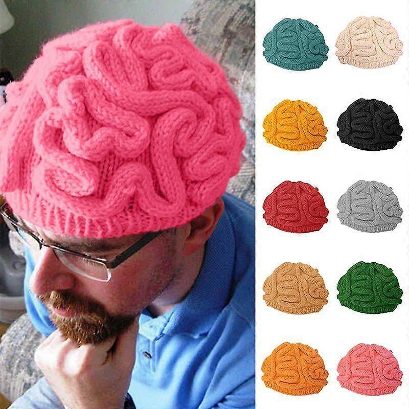 Brain Elastic Hat Fashion Funny Halloween Party Hand Knitted Personality Brain Hat Kids Adults Crochet