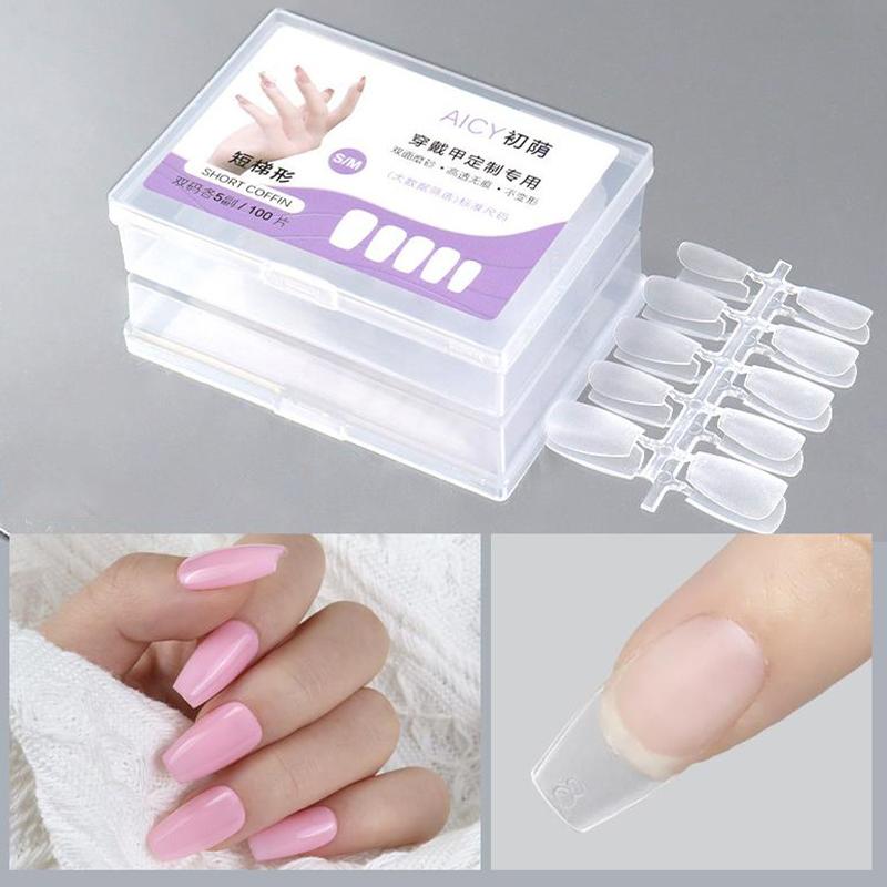 100Pcs/Box Matte Fake Nails No Polishing Press On False Nails Medium Short Design High Matt Soft Gel Nail Tips For Extension