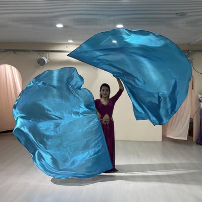 Dancing Flag with Expandable Stick Half Circle Shape Bright Color Luster Surface Performance Costumes Props Accessories Praise Flag