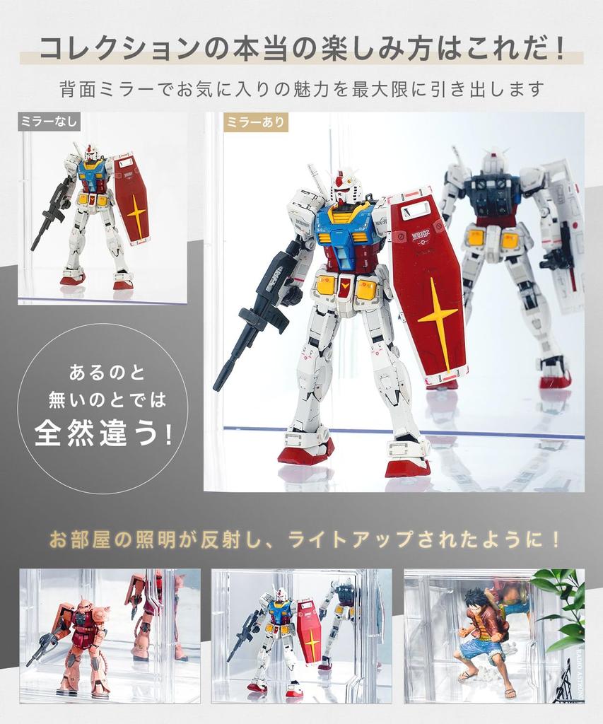 UV Protection Figure Collection Display Showcase with Mirrored Transparent Magnetic Easy Assembly Mirrored 99.2% Case, Case, Back, 7-Level Adjustment,