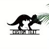 Metal Dinosaur Wall Art, Triceratops Decor, Personalized House Number Sign, Rustic Home Accent, Unique Gift