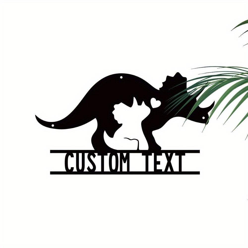 Metal Dinosaur Wall Art, Triceratops Decor, Personalized House Number Sign, Rustic Home Accent, Unique Gift