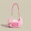 High-Quality Pink Woven Crescent Shoulder Bag - 2024 Summer Collection