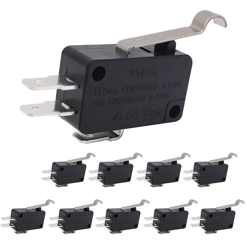HiSport Micro Limit Switch V-152-1C25 - Compatible with Arduino, Momentary Short Straight Hinge Lever Arm SPDT Snap Action Type 10 PCS