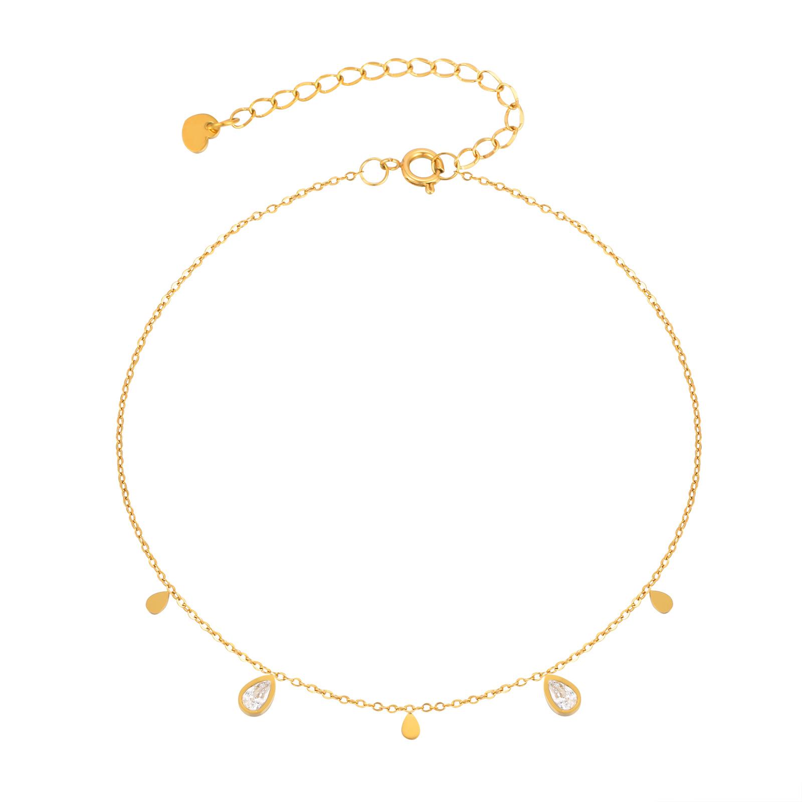 

Dainty Water Drop Zircon Anklet for Women,Gold Color Stainless Steel Chain Anklets,Exquisite Jewelry Gifts