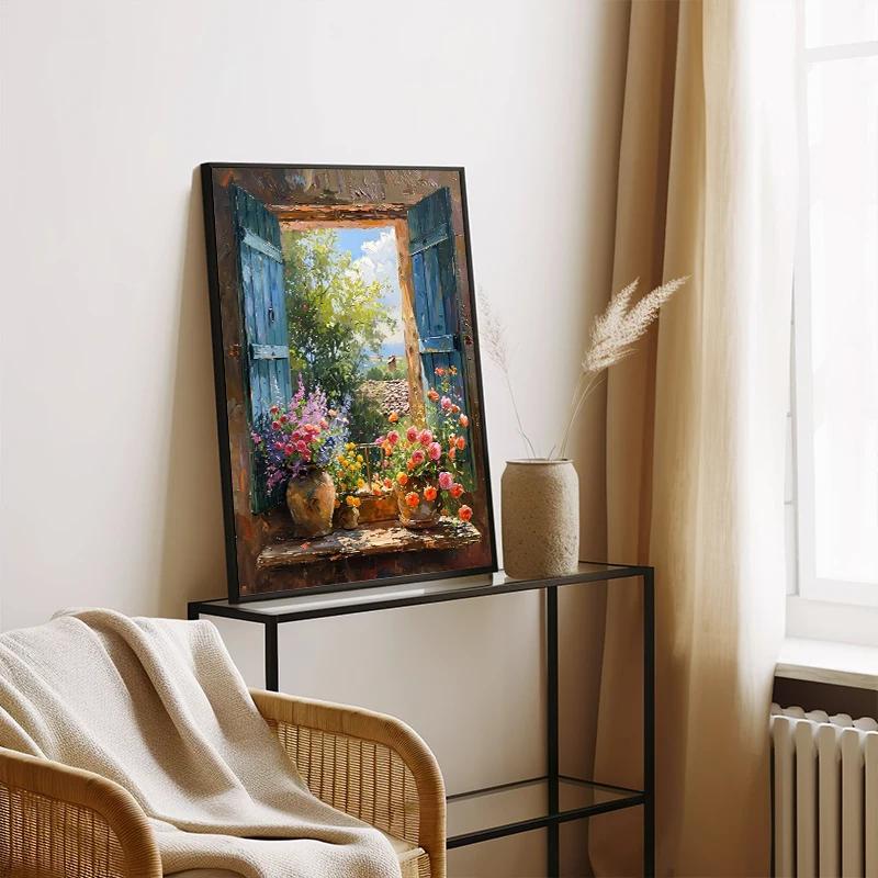 Abstract Colorful Graffiti Town Landscape Canvas Painting Modern Art Window Sea View Aesthetic Posters Prints Living Room Decor