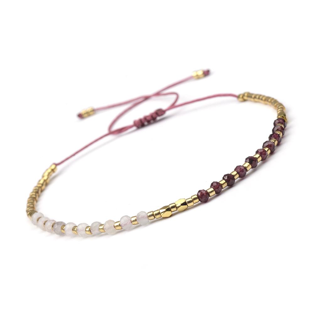 

Браслет с двойным камнем 2X3 мм Натуральный камень и бисер из семян Регулируемые браслеты Подходят для ежедневной носки мужчинами и женщинами Подарки розовый кварц