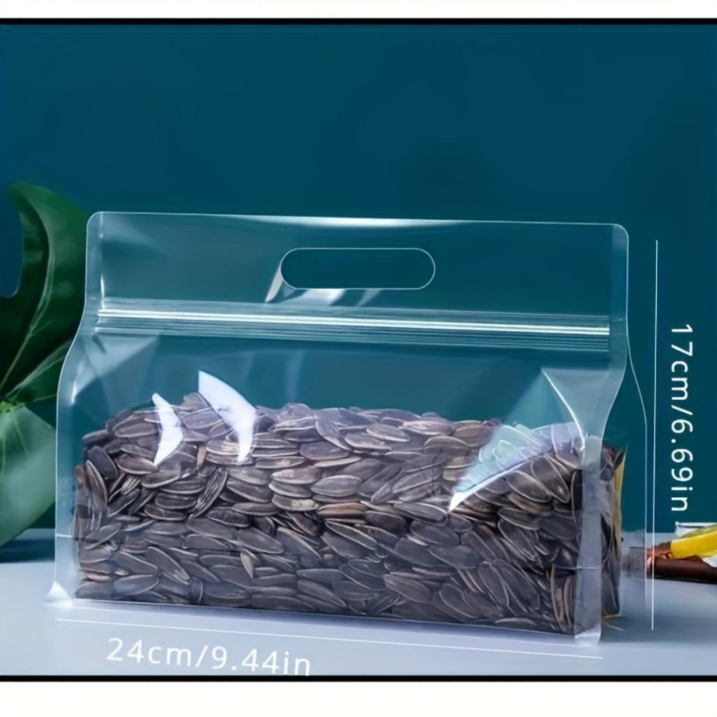 5 Stück transparente, selbstverschließende vertikale Verpackungsbeutel für Lebensmittel und Tee mit Reißverschluss – Aufbewahrungsbeutel aus dickem Kunststoff für Snacks, Pilze, Nudeln.