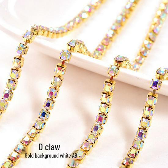Colorful Rhinestone Claw Chain for Phone Cases, Nail Art, Apparel, & Wedding Dress Accessories