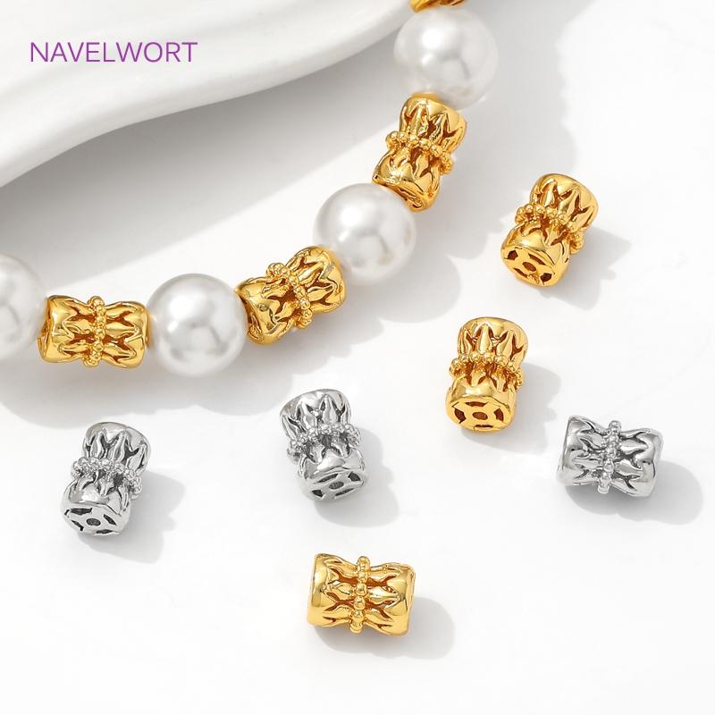 18K Gold Plated Hollow Beads Separators,Brass Spacer Beads For Bracelet Making,Separators For Beads,DIY Jewelry Accessories