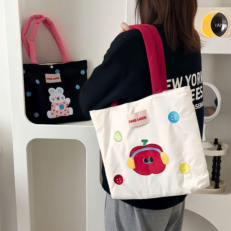 Cute Animal Tote Shoulder Bag Large Capacity Handbag Women'S  Commuter Bag Portable Travel Storage Bag Girly Heart Gifts