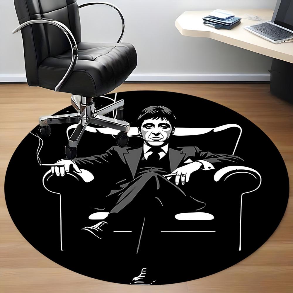 1pc Scarface Carpet, Round Non-Slip Durable Large Size Office Carpet, Suitable for Office, Beautiful Decoration