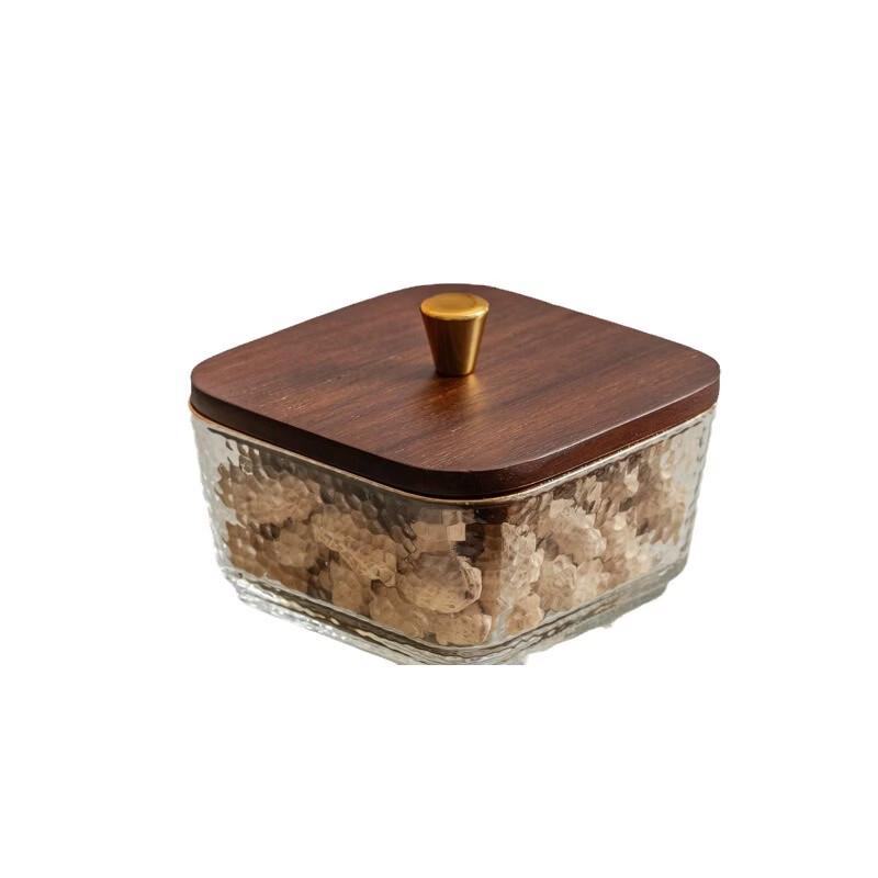 Ruhan Light Luxury Walnut Wood Glass Fruit Plate