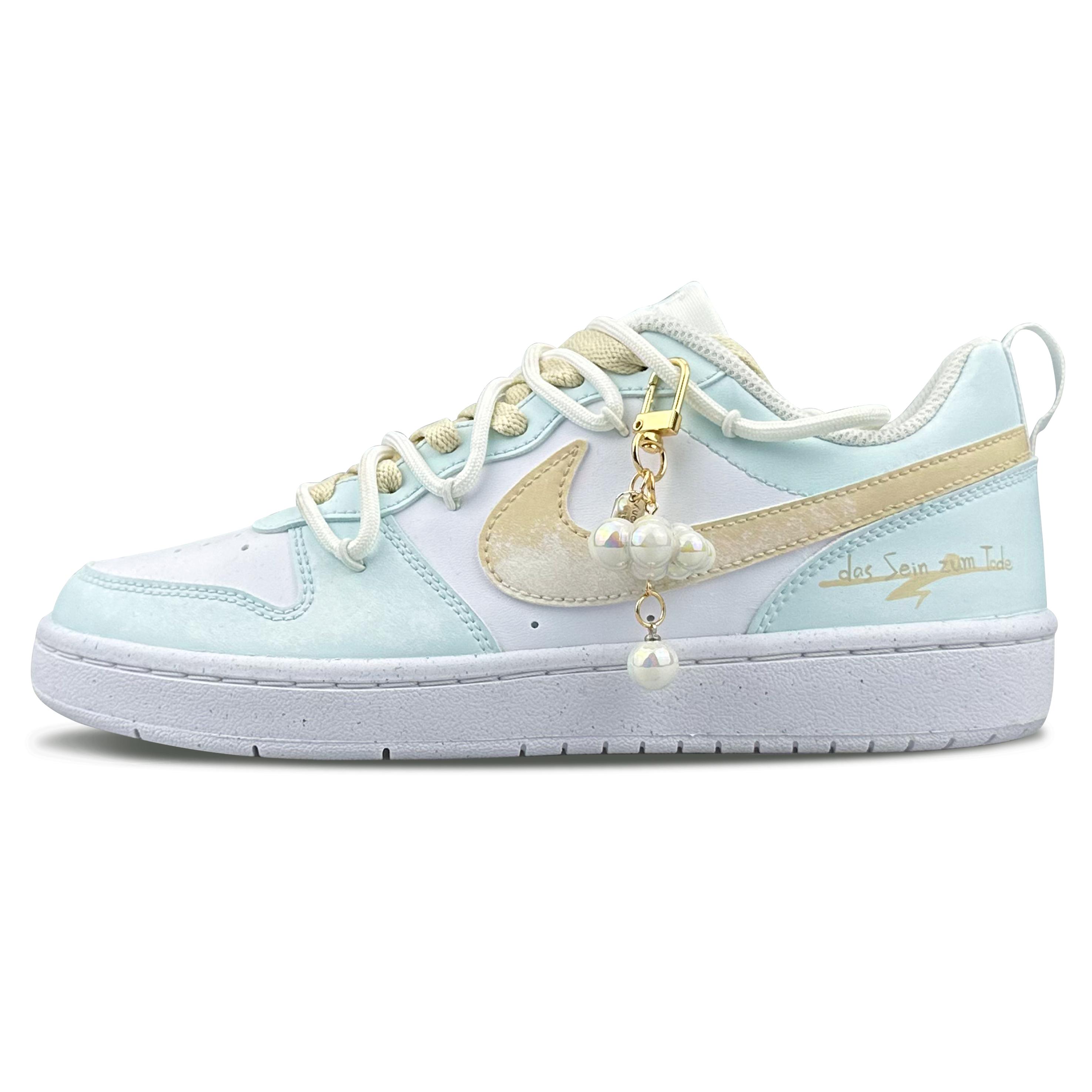 

Nike Court Borough Low Sea Salt Coconut Low top Skateboard Shoes GS White Blue DV5456-106(Team79-) 35.5