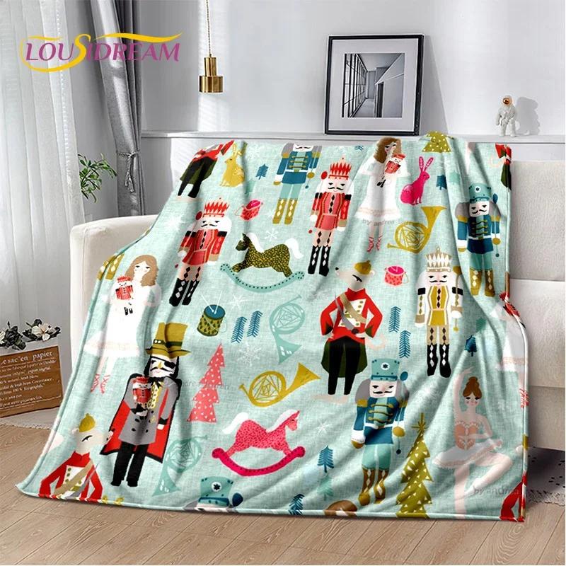 Christmas Tree New Year Nutcracker Cartoon Fairy Tales Blanket,Soft Throw Blanket for Home Bedroom Bed Sofa Cover Child Gift