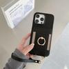 For iPhone 15 Pro Case Card Slots Kickstand PU Leather Back Cover with Ring Holder,Wrist Strap