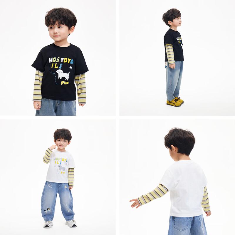 Boys' Cartoon Print Faux Layered Long Sleeve T-Shirt