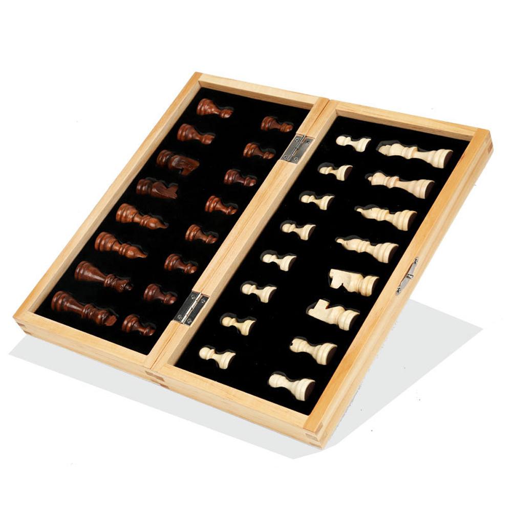 Magnetic Wooden Chess Board Set Folding International Chess Game 11.4x11.4in with Crafted Chess