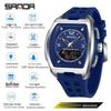 Sanda Dual Display Multifunctional Waterproof Luminous Men's Wristwatch 