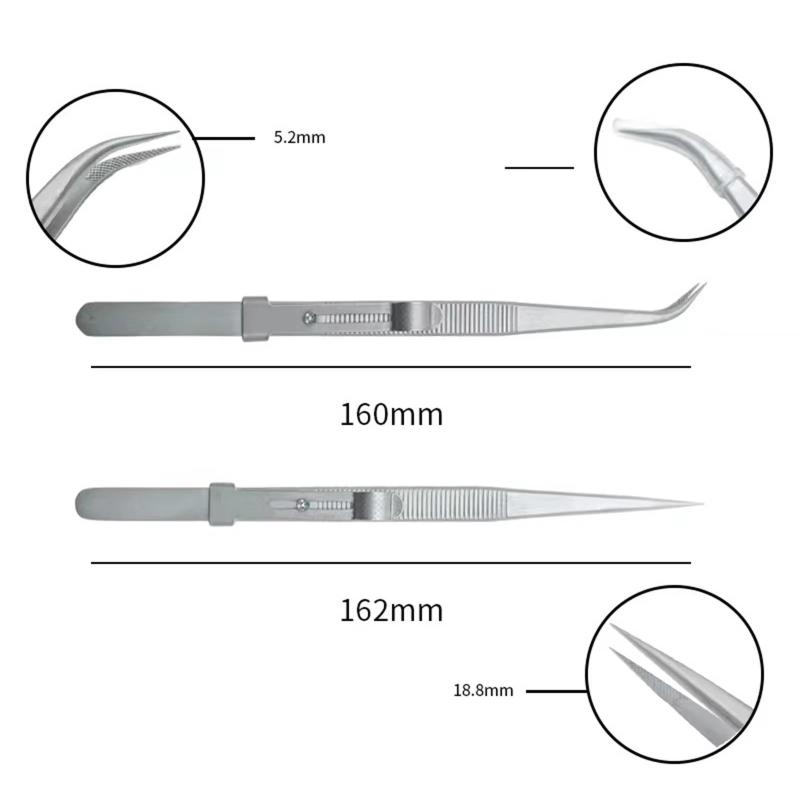 Tweezers Stainless Steel Fine Tipped Precision Tweezers Multipurpose Straight Curved Non-Slip Locking Tweezer For Jewelry