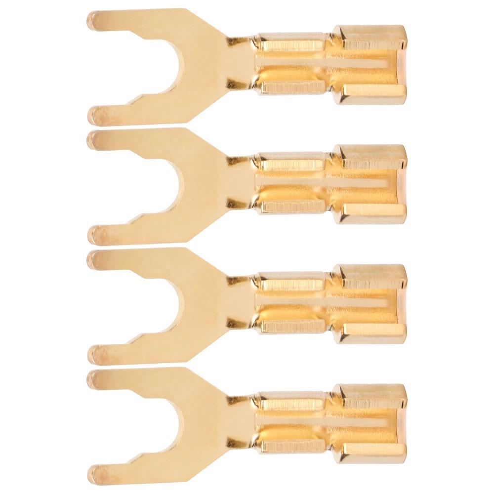 4PCS 45 Degree Fork Spade Speaker Connector Pure Copper Fork Speaker Wire Connector  For Amplifiers