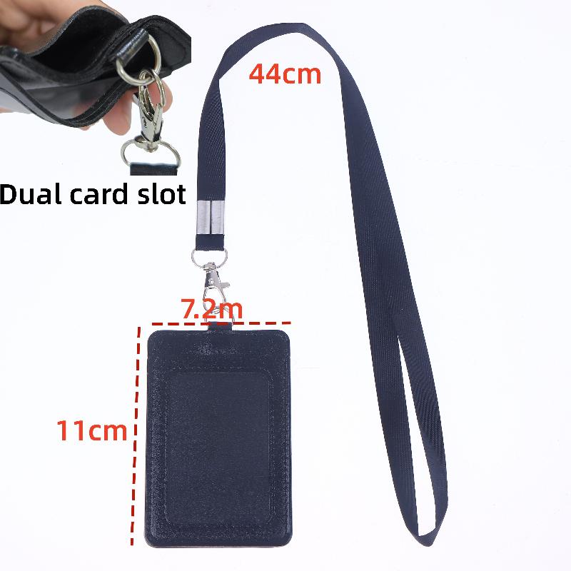 

1/3Pcs Pu Id Card Sleeve Hanging Rope High End Retractable Black Work Card Holder Student Meal Card Holder Diy Accessories