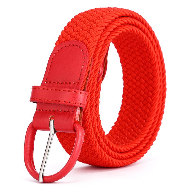 Dames elastische en elastisch geweven riem in één outfit, casual en veelzijdige denim riem voor mannen en vrouwen 105CM red