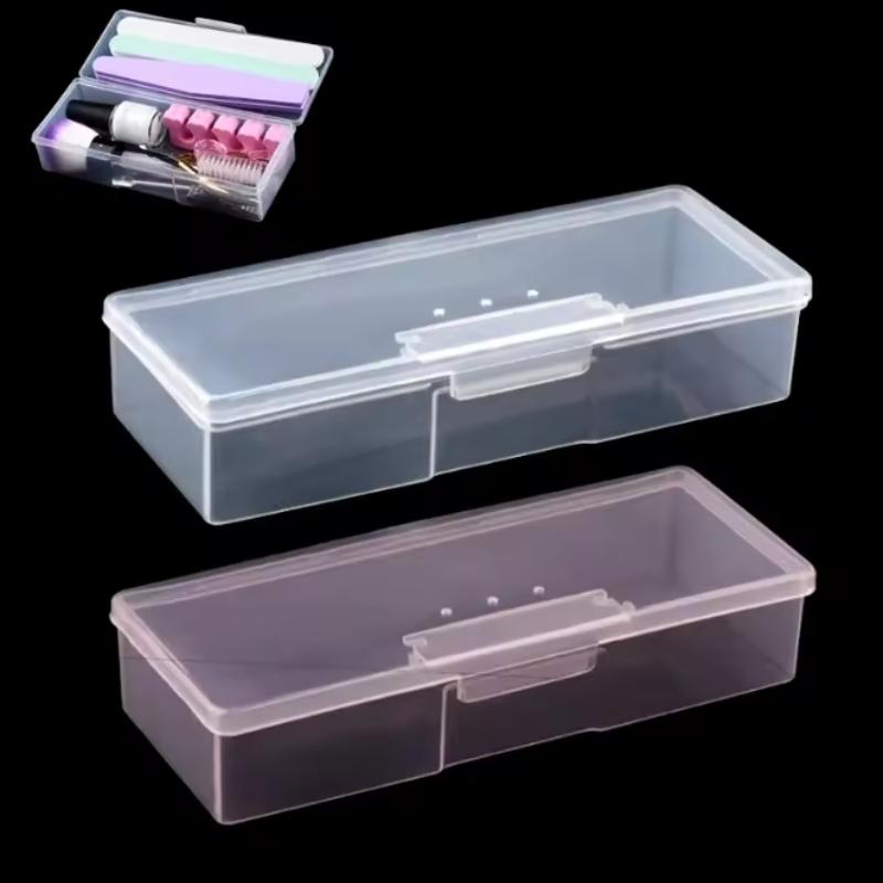 Nail Art Empty Storage Box Leakproof Transparent Rectangle Plastic Case for Nail Rhinestones Small Manicure Decorations