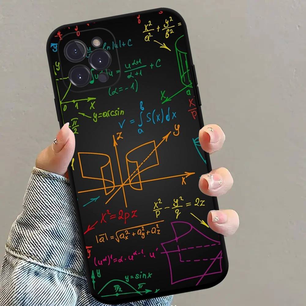 Physics Chemical Mathematics Anime Black Soft Silicone Phone Case For Iphone17 Air 16 15 14 13 12 11 Mini Pro Max Plus