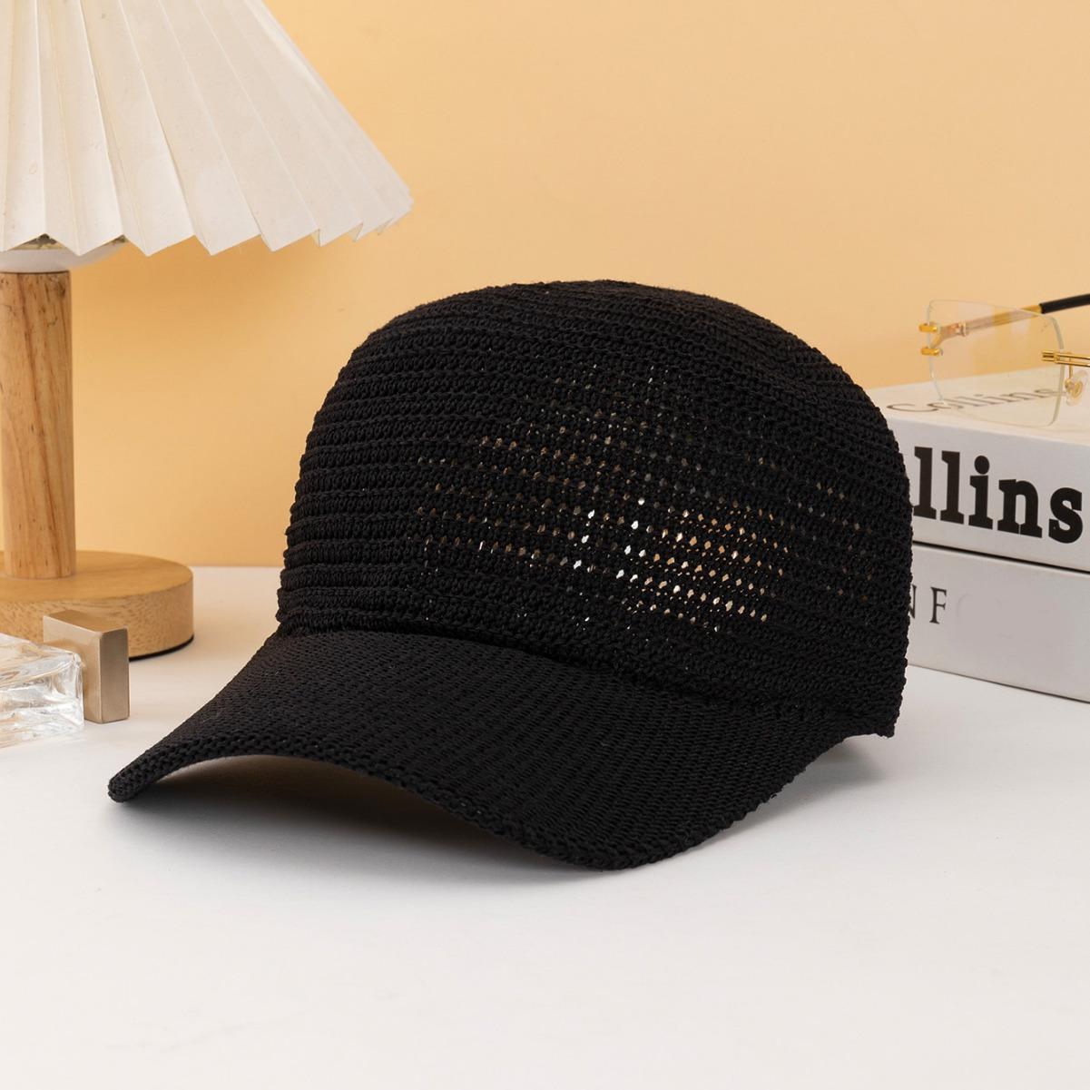 Вязаная ажурная бейсболка с регулируемой застежкой, универсальная повседневная кепка-утка для улицы, летняя женская вязаная кепка